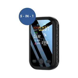 Heuts Goods - CO2 Meter 5 In 1 - Hygrometer - Hygrometer Binnen - CO2 Melder - Luchtvochtigheidsmeter - Co2 Meter Binnen - Zwart