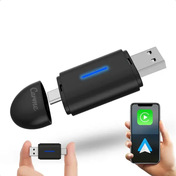 CarMe CarPlay Wireless Adapter & Android Auto Wireless Adapter - Mini Usb 2-in-1 Auto Dongle - Wandelt Kabelgebundenes CarPlay & Android Auto In thumbnail