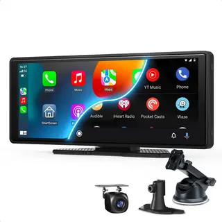 CarMe CarPlay Scherm 10 Inch - Inclusief Achteruitrijcamera 6 Meter - Apple CarPlay & Android Auto (Draadloos) - Touchscreen - Navigatiesysteem Auto -