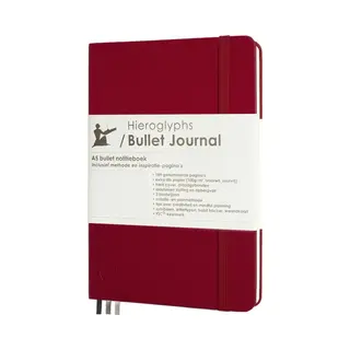 Hieroglyphs Bullet Journal - A5 Notitieboek - 100 Grams Papier - Hardcover Notebook Dotted - Met Handleiding En Inspiratie Nederlands - Scharlaken