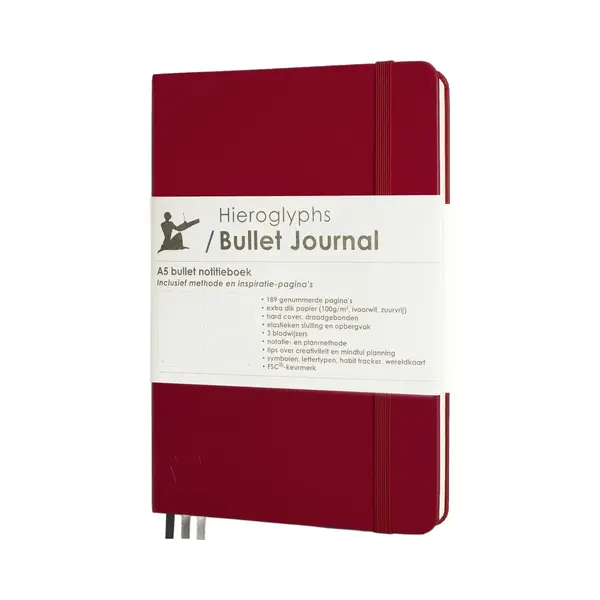 Hieroglyphs Bullet Journal - A5 Notitieboek - 100 Grams Papier - Hardcover Notebook Dotted - Met Handleiding En Inspiratie Nederlands - Scharlaken thumbnail
