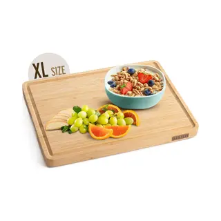 Namture Bamboe Snijplank Xl - 40x30x2.5cm - Uniek & Extra Dik Design - Premium Bamboe Snijplanken - Antislip - Borrelplank - Tapasplank - Serveerplank