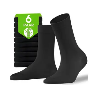Volqu® Sokken - Bamboe Series - 6 Paar - Maat 39 42 - Sokken Heren - Sokken Dames - Premium Katoen Normale Sokken - Zwart