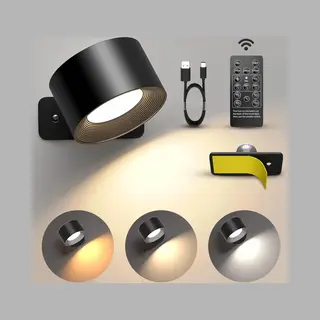 Luminize Oplaadbare Wandlamp Op Batterijen Draadloos - Met Afstandsbediening - Dimbaar - Wandlamp Op Accu - Nachtlampje - Usb Oplaadbaar - Zwart