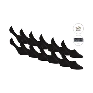 Maxx Owen ® - Onzichtbare Sneakersokken - Maat 43-46 - 12 Paar - Footies - Naadloos - Anti-Slip Hak - Dames/Heren - No Show - Zwart