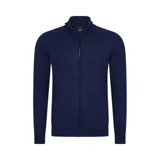 Mario Russo Full Zip Cardigan - Vest Heren - Coltrui Heren - Trui Heren - Navy - 3XL