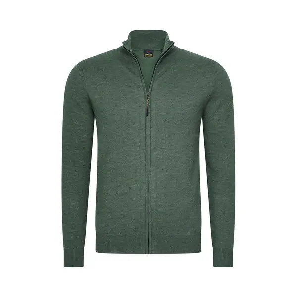 Mario Russo Full Zip Cardigan - Vest Heren - Coltrui Heren - Trui Heren - Groen - Xxl thumbnail