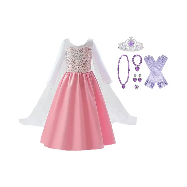 Frozen Elsa - Prinsessenjurk Meisje - Prinsessen Speelgoed - Meisjes Speelgoed - Prinsessen Verkleedkleding - Het Betere Merk - Roze Jurk - Maat thumbnail