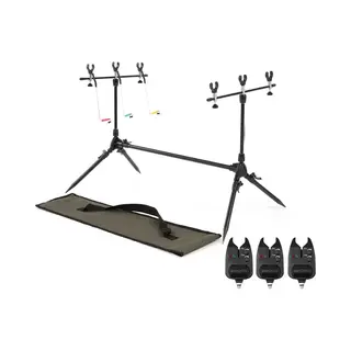 Rodpod - Rodpod Set - Verstelbaar - Inclusief Beetmelders, Hangers, Steuntjes - Swingers - Hengel Steun - Karper Vissen - Hengelsport - Zwart