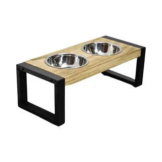 Kroon - Voerbakje Hond Kat M - Voerbak - Hondenbak - Dinerset - Industrieel - M 44cm - Bruin - M, 44x19x15 Cm