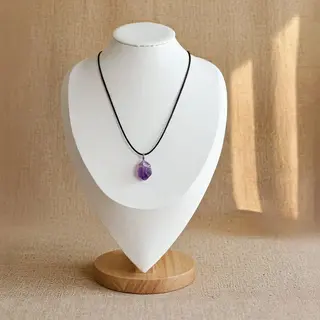 Amethist Ketting - Edelsteen - Zwart Leren Koord