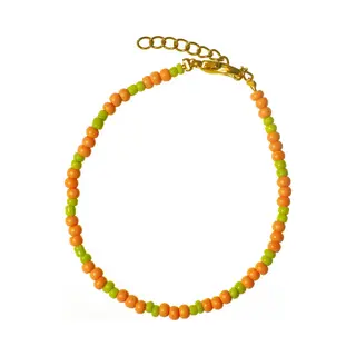 Talila Jewels® Armband Rocaille Kralen Oranje/groen Met Goudkleurige Sluiting