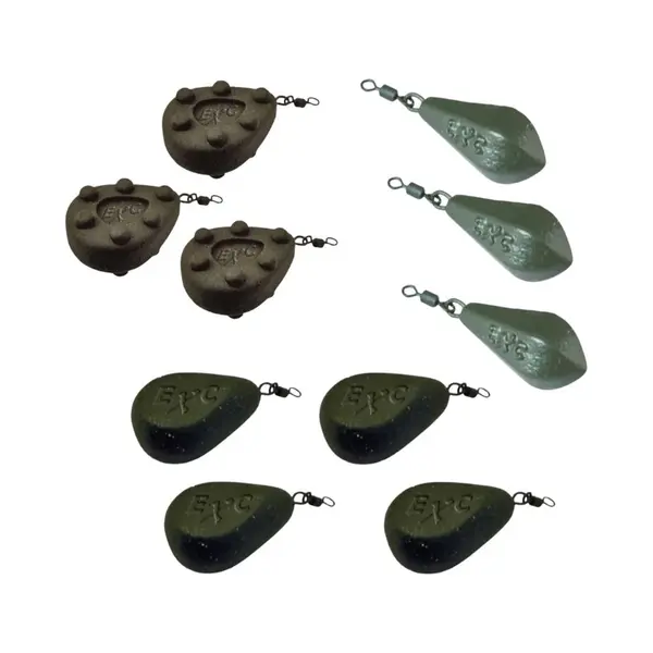Fishing Connection Fc's Vislood Assorti '40g' - 10 Stuks - 4 Flat Pear, 3 Grip & 3 Distance Lead - Wartellood - 10 X 40g - Karper Lood - Werplood thumbnail