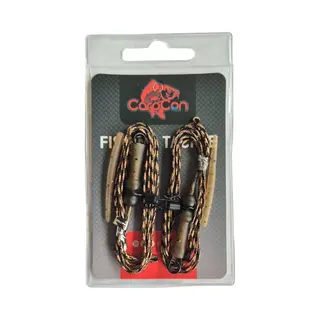 CarpCon Cc Heli/Chod System Leaders 'Camo Brown' - 45lb - 100cm - 2 Stuks - Incl. Anti Tangle Sleeves - Chod/Helicopter Leadcore Leaders