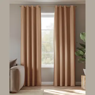 HOOMstyle Kant En Klaar Gordijn Met Ringen - Verduisterend - Geschikt Voor Gordijnroede - 140x270cm - Terra / Roest