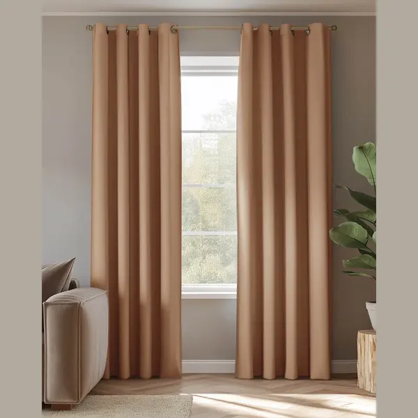 HOOMstyle Kant En Klaar Gordijn Met Ringen - Verduisterend - Geschikt Voor Gordijnroede - 140x270cm - Terra / Roest thumbnail