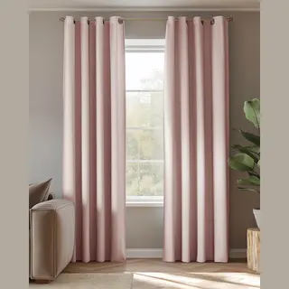 HOOMstyle Kant En Klaar Gordijn - Verduisterend - Met Ringen - 140x270cm - Roze / Licht Roze
