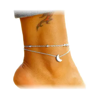 Fako Bijoux® - Enkelbandje - Enkelsieraad - Halve Maan Duo - Zilverkleurig
