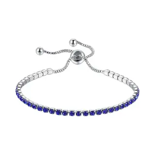 Fako Bijoux® - Dames Armband Zirkonia Blauw - 2.5mm - Verstelbaar - Cadeau - Verjaardag - Vrouw - Zilverkleurig