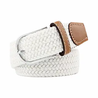 Fako Fashion - Elastische Gevlochten Riem - Damesriem - Herenriem - Canvas - Elastisch - Gevlochten - 105cm - 33mm - Wit