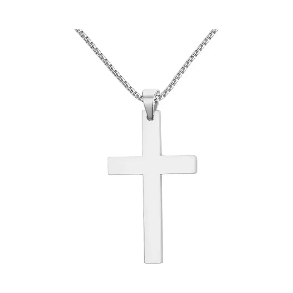 Fako Bijoux - Ketting Met Kruisje Small - Kruis - 22x38mm - 50cm - 2mm - Stainless Steel - Rvs - Staal - Zilverkleurig thumbnail