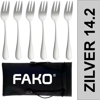 Fako Bijoux - 6x Gebaksvork / Dessertvork Classic - Vork - Vorkjes - 14cm - Zilver - 6 Stuks