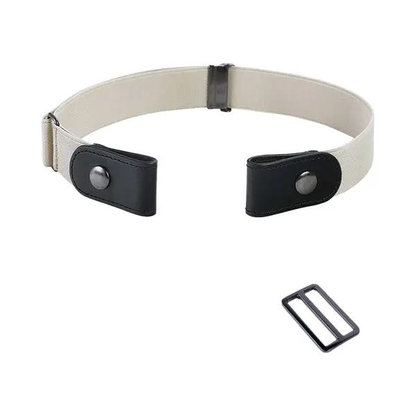 Fako Fashion - Riem Zonder Gesp - Gespvrije Riem - Elastische Riem - Rekbare Riem - Broekriem Zonder Gesp - Stretch Riem - Zwangerschapsriem - Crème thumbnail
