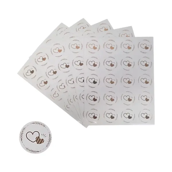 Fako Bijoux 200x Transparante Stickers Op Vel - 32mm - Hart Krans Rosé Goud - Serie 4 - Sluitsticker - Sluitzegel - Cadeau Sticker - Hartje Rosé Goud - 200 thumbnail