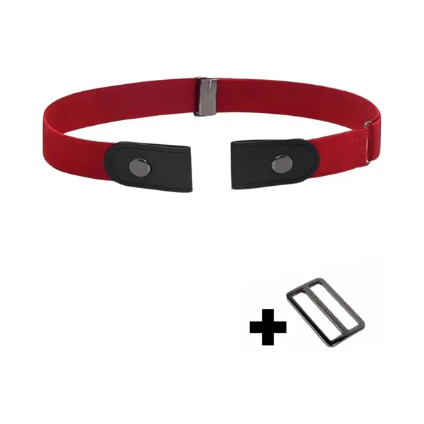Fako Fashion - Riem Zonder Gesp - Gespvrije Riem - Elastische Riem - Rekbare Riem - Broekriem Zonder Gesp - Stretch Riem - Zwangerschapsriem - Rood thumbnail