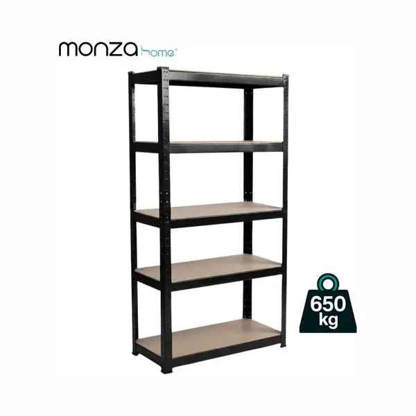 Monza Home® Stellingkast Metaal – 5-Laags Opbergrek – 75x30x150 Cm – 650 Kg – Zwart thumbnail