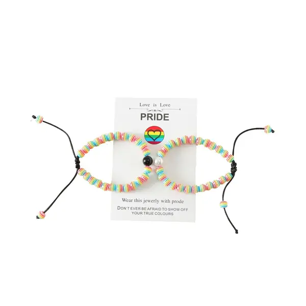 Vriendschapsarmbandjes Voor 2 Met Lgbtq Kralen - Pride - Bff Armband Op Cadeau Kaartje - Pax Amare thumbnail