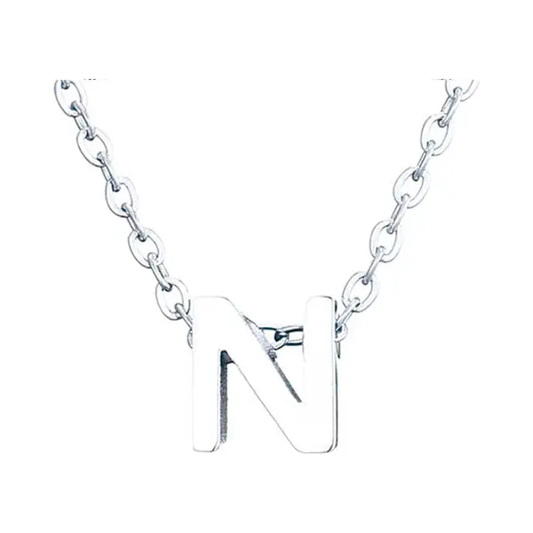 Initiaal Ketting Met Letter N Zilverkleurig - Naam Ketting Cadeau - Geluksketting Op Kaartje - Pax Amare thumbnail