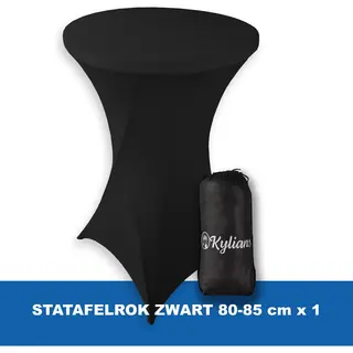 Kylians Statafelrok Zwart - 2 Jaar Garantie - Met Opbergtas - ∅ 80-85 X 110 Cm - Statafelhoes - Luxe Sta Tafelrok Voor Statafel – Kras En Kreukvrije Hoes