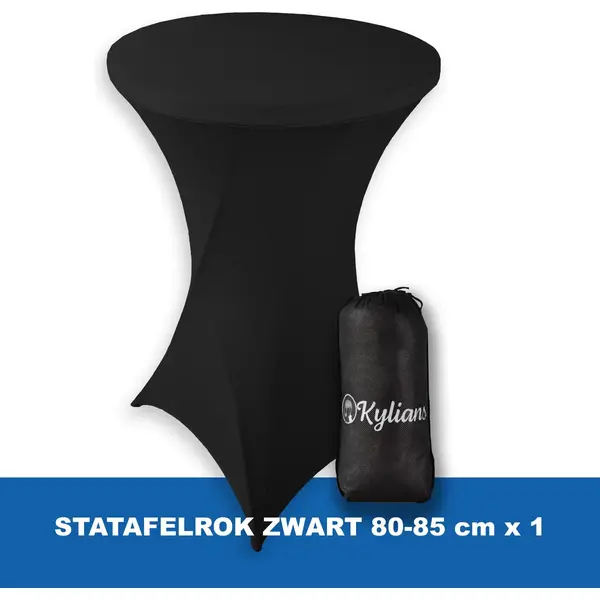 Kylians Statafelrok Zwart - 2 Jaar Garantie - Met Opbergtas - ∅ 80-85 X 110 Cm - Statafelhoes - Luxe Sta Tafelrok Voor Statafel – Kras En Kreukvrije Hoes thumbnail