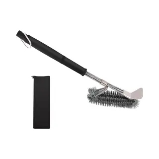 Bbq Borstel Met Schraper - Bbq Accessoires - Bbq Schoonmaakborstel Geschikt Voor Alle Merken - 2 In 1 - Barbecue Staalborstel - Rvs - Zilver