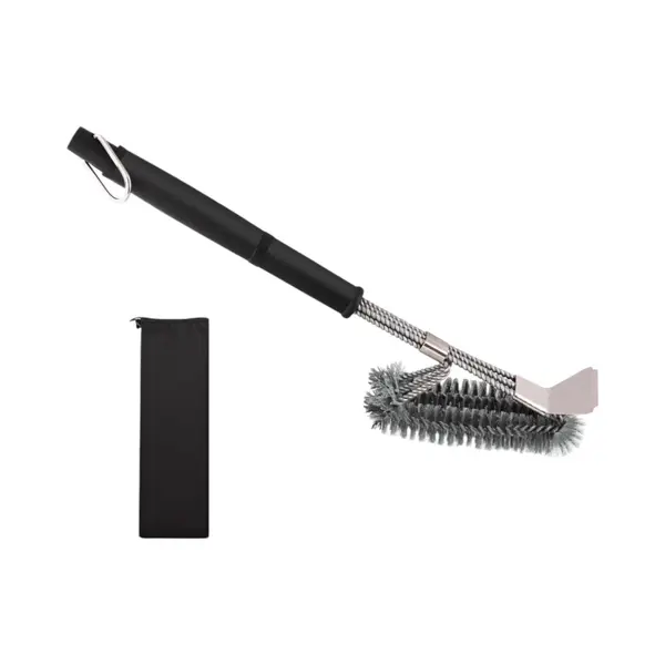 Bbq Borstel Met Schraper - Bbq Accessoires - Bbq Schoonmaakborstel Geschikt Voor Alle Merken - 2 In 1 - Barbecue Staalborstel - Rvs - Zilver thumbnail