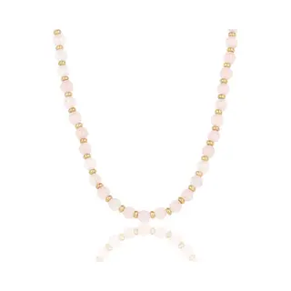 My Bendel - Goudkleurige Ketting Met Rose Quartz Kralen - Met Luxe Cadeauverpakking | Sieraden Voor Dames | One-size
