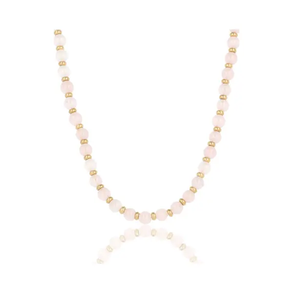 My Bendel - Goudkleurige Ketting Met Rose Quartz Kralen - Met Luxe Cadeauverpakking | Sieraden Voor Dames | One-size thumbnail