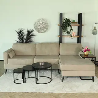 Lizzely Garden & Living Hoekbank Design Lizza 269cm Bank Taupe Velvet Loungebank Zowel Links Als Rechts Bankstel Hoeksalon Zetel