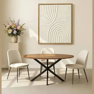 Lizzely Garden & Living Eettafel Ovaal 160cm Rato Bruin Ovale Tafel Mdf Eetkamertafel