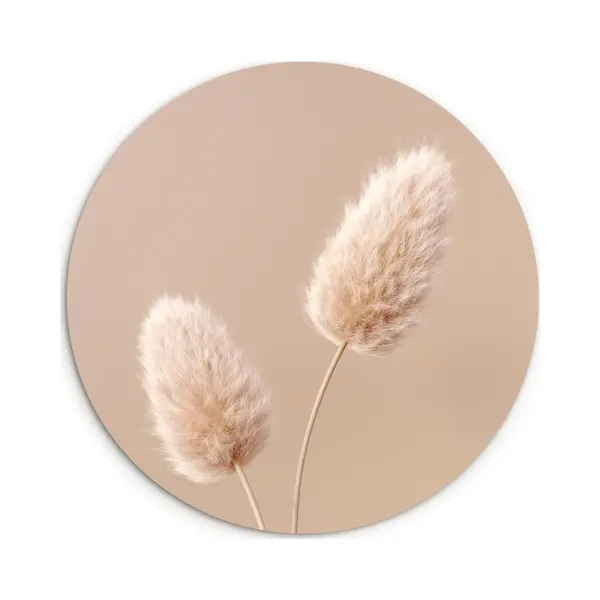 WallCircle® Wandcirkel 90x90 Cm - Muurcirkel Pampas Pluimen - Beige - Planten - Aardetonen - Muurdecoratie Woonkamer - Wanddecoratie Slaapkamer - thumbnail