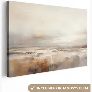 OneMillionCanvasses Canvas Schilderij 120x80 Cm - Wanddecoratie Kunst - Industrieel - Grijs - Bruin - Abstract - Muurdecoratie Woonkamer - Kamer Decoratie Modern -