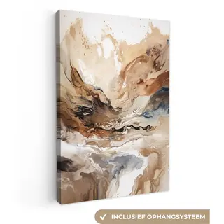OneMillionCanvasses Canvas Schilderij 40x60 Cm - Abstract Beige Schilderij - Kamer Decoratie Accessoires - Schilderijen Woonkamer - Wanddecoratie Slaapkamer -