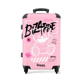 NoBoringSuitcases.com Reisekoffer, Hartschalenkoffer, Tsa, 4 Rollen, Rosa, 67 Cm, 72 L, Teddybär - Rosa