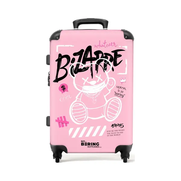 NoBoringSuitcases.com Reisekoffer, Hartschalenkoffer, Tsa, 4 Rollen, Rosa, 67 Cm, 72 L, Teddybär - Rosa thumbnail