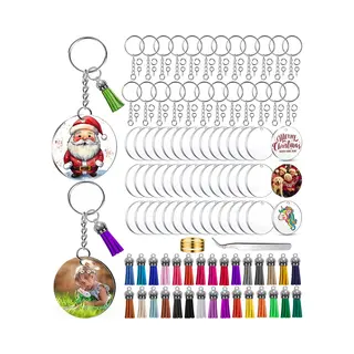 KeyAmor 200-Delig Diy Sleutelhangers Maken Knutselpakket Met Sleutelringen, Kwastjes En Blanco Transparant Plastic Plexiglas - Foto/Sleutellabels