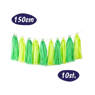 Tassel Slingers - 10 Tassels - Jungle Decoratie - Dino Verjaardag Versiering - Groene Slingers - Kamer Decoratie