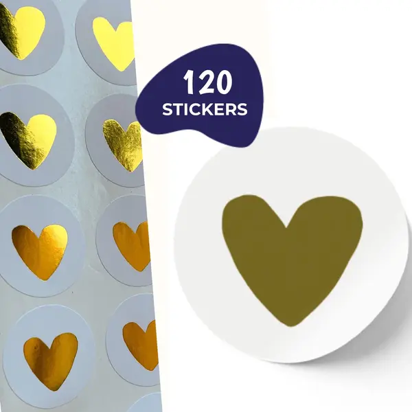 Happy Happenings Hartjes Stickers - 120 Stuks - Sluitstickers - Beloningsstickers - Stickers Kinderen - Stickers Hartjes Goud thumbnail