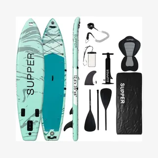 Supper Sup Board Xl - Max. 220KG - Opblaasbaar – Paddle Board – Waterdicht Telefoonhoesje – Pomp – Vin – Leash – Draagtas – Touring 381