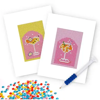 Rubye® Mini Diamond Paintings - 2 Stuks - Diamond Painting Volwassenen - Diamond Painting Pakket Compleet - Cocktails - 15x20cm